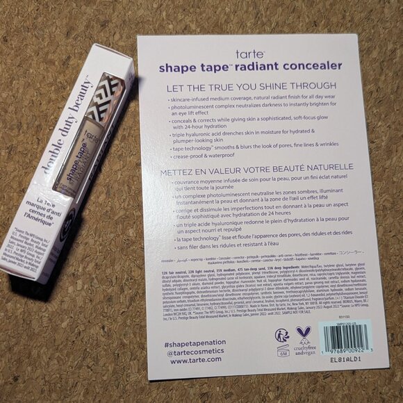 Tarte Radiant Shape Tape Travel Size Concealer in 22N with sample card - Picture 2 of 2